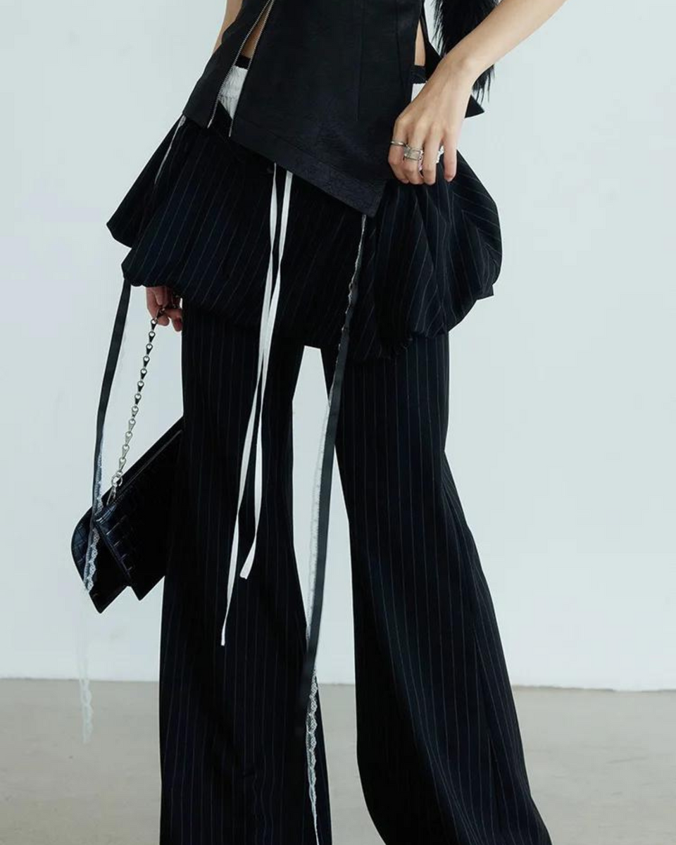 ワンピース TULIP PANTS SKIRTBLACK TILDA Striped Pants with Detachable Skirt – The Bunnies Store