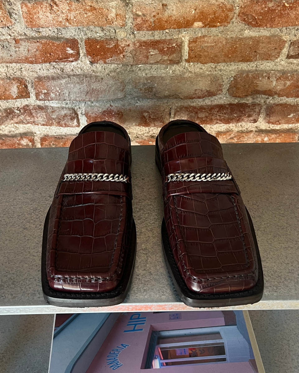 Martin Rose crocodile-effect square-toe loafers (39) – The