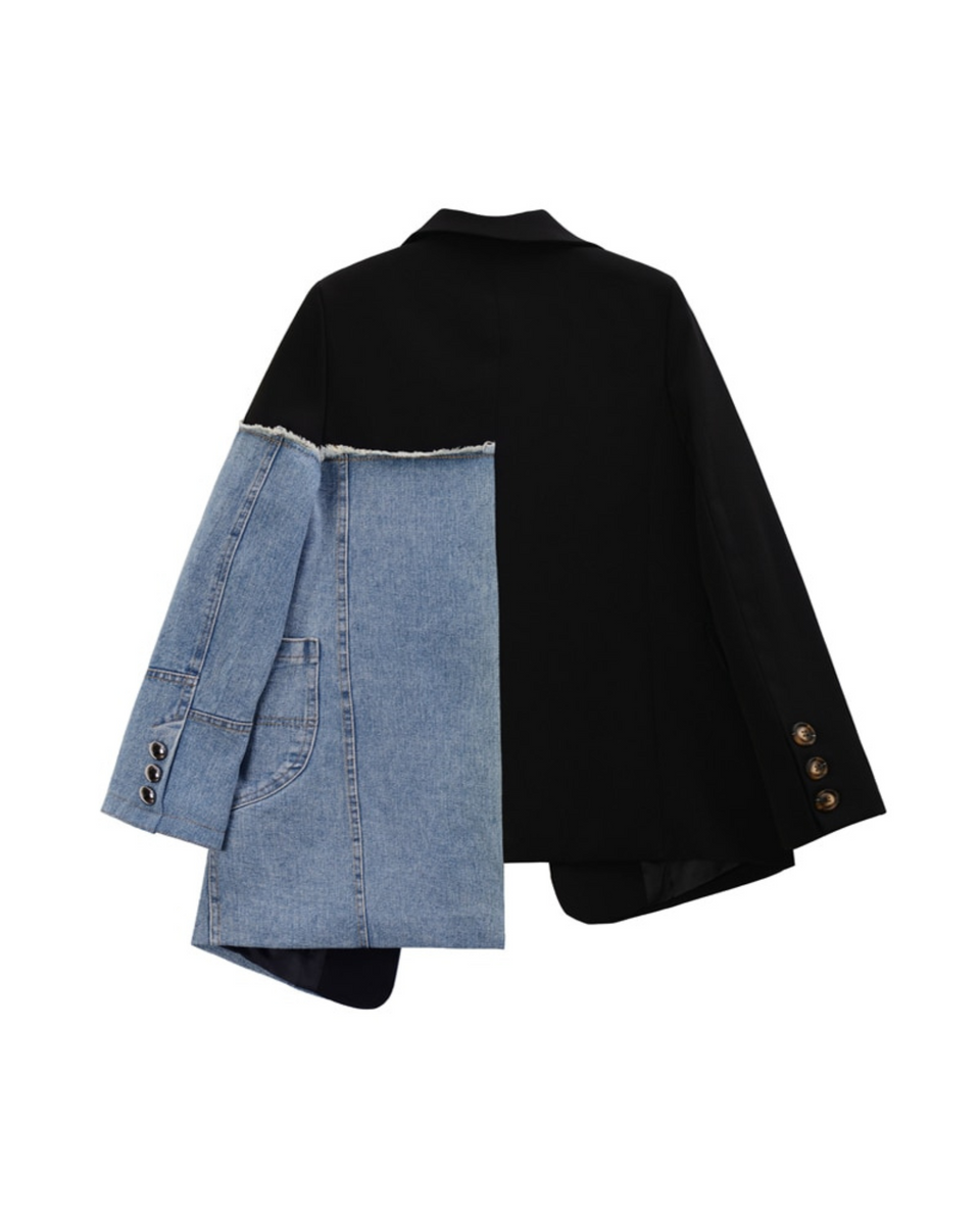 新品★ BACK DENIM DETAIL BLAZER Alice + Olivia Macey Fitted Denim Blazer | Saks Fifth Avenue