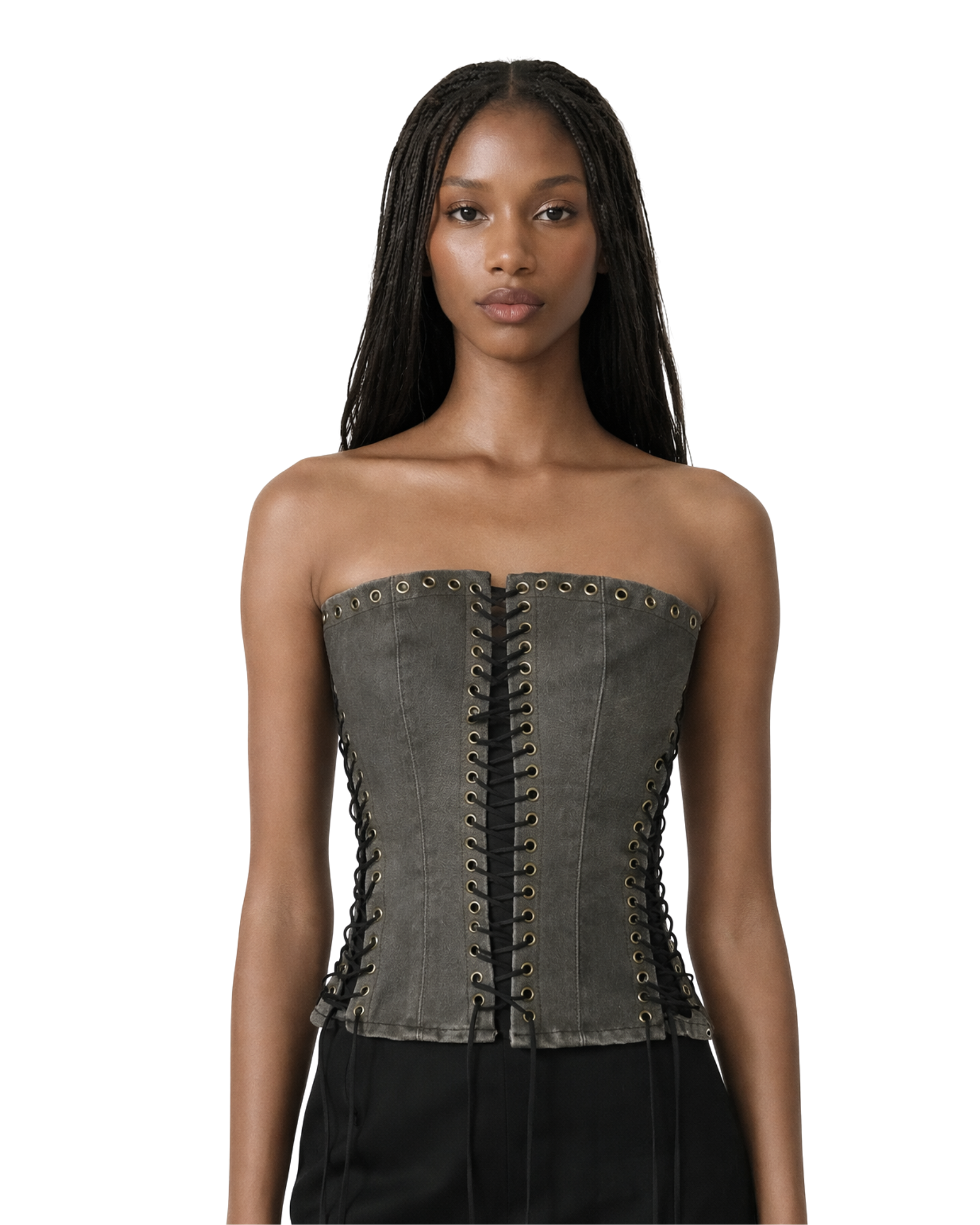 LIMA Gunmetal Lace-Up Corset Top – The Bunnies Store